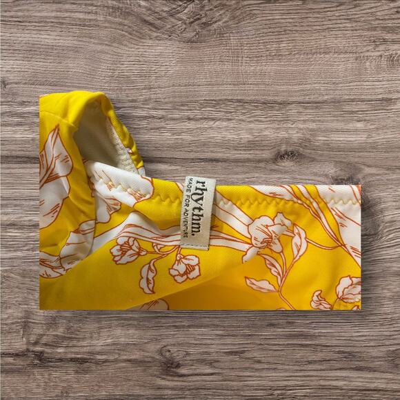 New Rhythm Women's Size XL Yellow White Lined No Underwire Bra - Picture 2 of 4